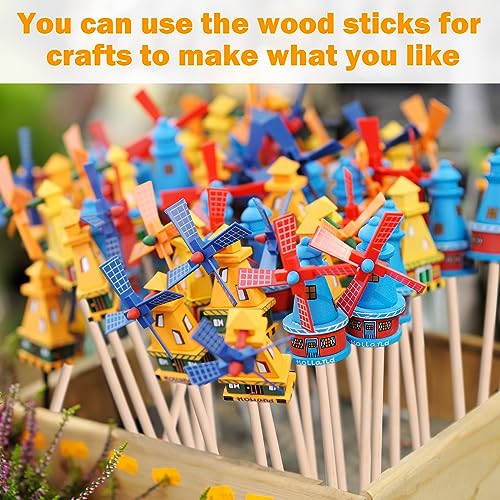 200 Pcs Dowel Rods Wood Sticks Dowel Rods Round Unfinished Wood Sticks for Crafts Long Home Party Decor DIY (1/4 x 12 Inch)
