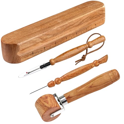 SAVINA 4Pcs Sewing Set, Tailor Clapper, Seam Roller, Stiletto & Seam Ripper - color: Tailor Clapper + Seam Roller + Stiletto + Brush