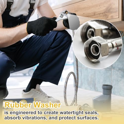 uxcell 36Pcs Rubber Washers, 3/8 OD x 3/16 ID x 0.05" Thickness Flat Washers for Bolts Spacers, Shower Head, Plumbing, Hose Connecting - size: 3/8 OD x 3/16 ID x 0.05"