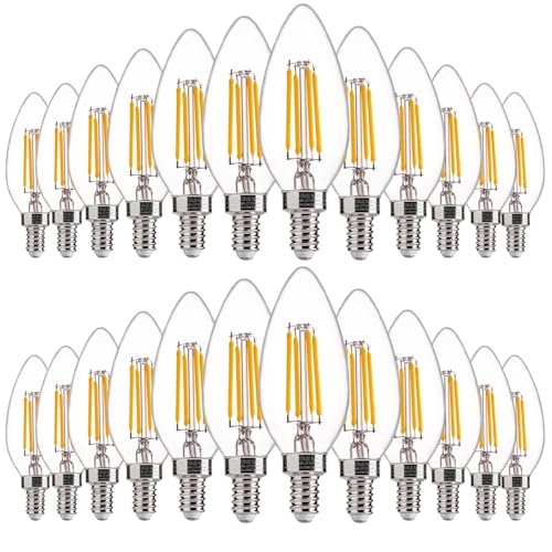 FLSNT 60W Equivalent LED Chandelier Light Bulbs, Dimmable LED B11 E12 Candelabra Base Bulbs, 3000K Warm White, 500LM, 24 Pack - color: 3000k Warm White, size: 24 Count (Pack of 1)
