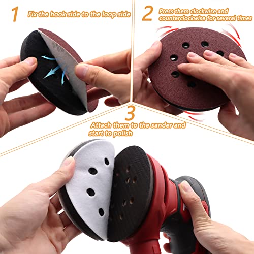 6 Pack 5 Inch 8 Hole Interface Pads - Foam Sanding Pads for Orbital Sander - size: 5 inch 8 Hole - 6 Pack