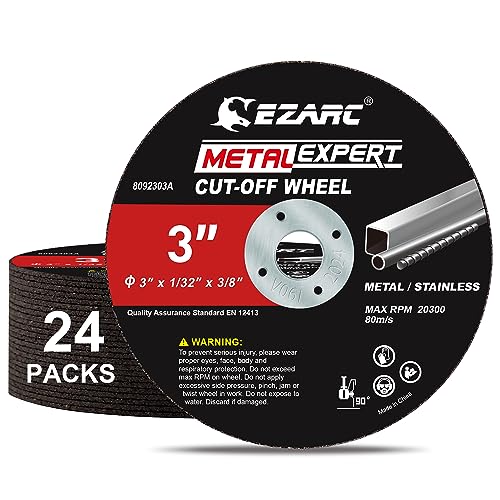 EZARC Metal Cut Off Wheels 3 x 1/32 x 3/8-Inch, 24-Pack - size: 24PCS 3” x 1/32” x 3/8”