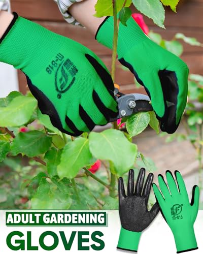 Nuogo 24 Pairs Gardening Gloves for Men Women Rubber Coated Landscaping Work Gloves Safety Work Construction - color: Green