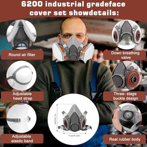 Respirator Mask with Filters set - Reusable Respirator Mask for Chemicals, Painting, Spraying, Epoxy Resin, Dust, DIY etc