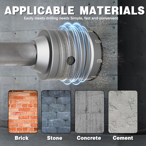 22PCS Concrete Hole Saw Kit, 30/40/50/65/80/100/110mm, Alloy Steel, Silver, Industrial, Hole Saw Set, Compatible with Stone, Brick, Cement, Wall Drilling - size: (1-3/16" to 4-5/16")-22PCS