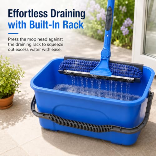 2-in-1 Window Cleaning Kit with Bucket, Extension Pole & Squeegee
