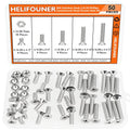 HELIFOUNER 50 Pieces 1/4-20 x 1/2" 3/4" 1" 1-1/4" 1-1/2" Phillips Countersunk Head Screws Nuts Washers Assortment Kit, Coarse Thread, Fully Machine Threaded, 304 Stainless Steel - size: 1/4-20