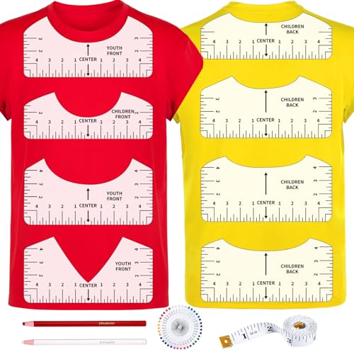 12pcs Tshirt Ruler Guide for Vinyl Alignment, T Shirt Measurement Accessories Tools for Cricut Heat Press & Cameo & HTV Transfer Vinyl, Stocking Stuffers Gifts for Women (White) - style: Tshirt Ruler-12-White