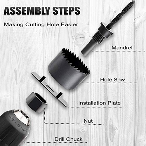 Hole Saw Set, 22PCS Hole Saw Kit with 3/4" to 5" (19mm-127mm) 13Pcs Saw Blades, Mandrels, Installation Plate, Drill Bits, Hex Key with Storage Box, Ideal for Soft Wood, Plywood, Drywall, PVC