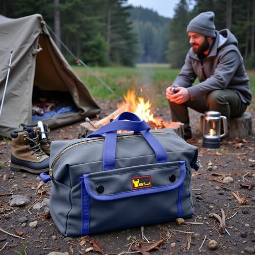 G & F Products Waxed Canvas Military Duffle Bag, 24 Inch, Heavy Duty Travel - color: Navy Blue (11 inch x 7 inch x 6 inch)