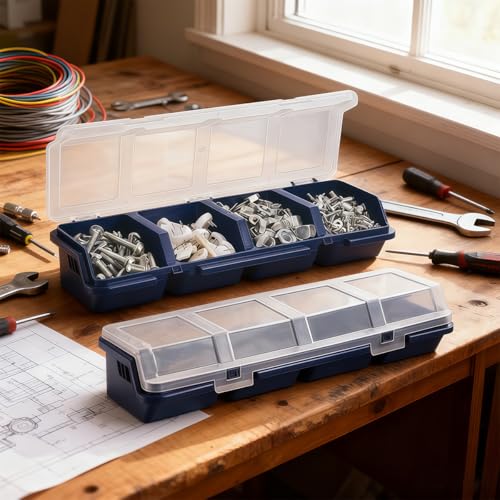 Parts Organizer Box 4 Pack Compartment Hardware Storage Bin Set