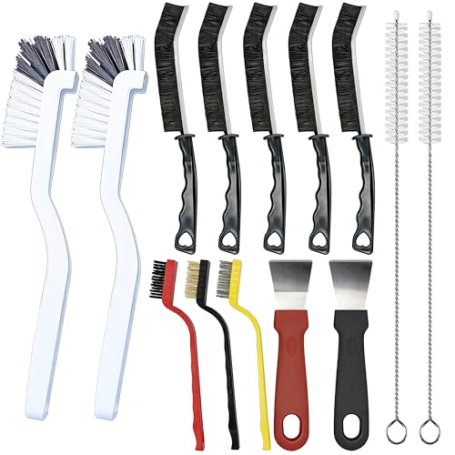 14Pcs Crevice Cleaning Brush Set, Hard Bristle Scrub Brushes Tools, V Shape Grout Cleaner Brush, Multi-Purpose Cleaning Tool for Cleaning Kitchens, Bathrooms, Tile, Sinks, Cups, Straws, and Windows