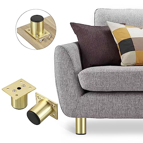 Sumnacon 4PCS Aluminium Alloy Furniture Legs, Round Adjustable Feet, 2 Inch - color: Gold, size: 2 Inch Height