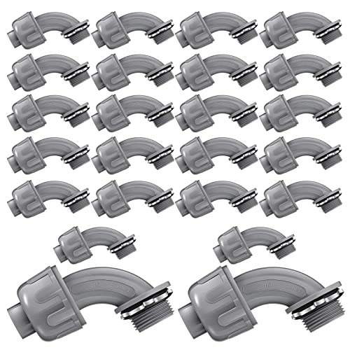Liquid Tight Connector 3/4 Inch 90 Degree Non Metallic Flex Electrical Conduit Fittings, Electrical Conduit Connector Fitting for PVC Pipe Cable Home Kitchen (25 Pcs)