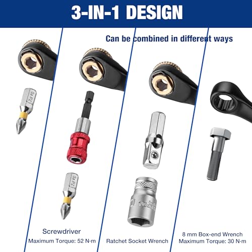 WORKPRO 1/4" Mini Ratchet Wrench Set with Magnetic Bit Holder, Double Head