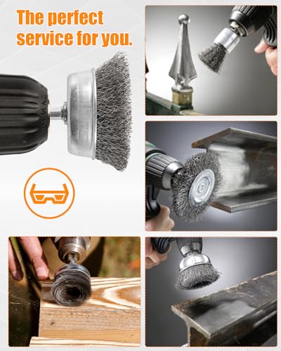 20 PCS Carbon Steel Wire Wheel Cup Brush Set with 1/4" Hex Shank - style: 20pcs(Carbon Steel Wire)