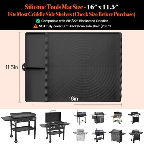 Silicone Grill Mat for Blackstone Griddle Accessories (Black) - color: Black