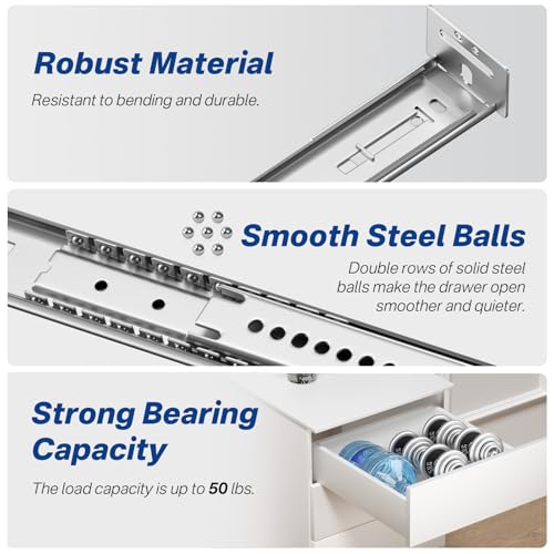 14 Inch Center Mount Drawer Slides 4 Pcs, Heavy Duty Hidden Rails - size: 14 Inch