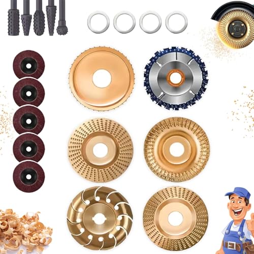 Angle Grinder Polishing Pad,Tungsten Carbide Wood Grinding Disc,Wood Grinding Carving Disc for 4-1/2 Angle Grinder,for Wood Sanding Polishing and Surface Finishing (21pcs Set) - color: 21pcs Set