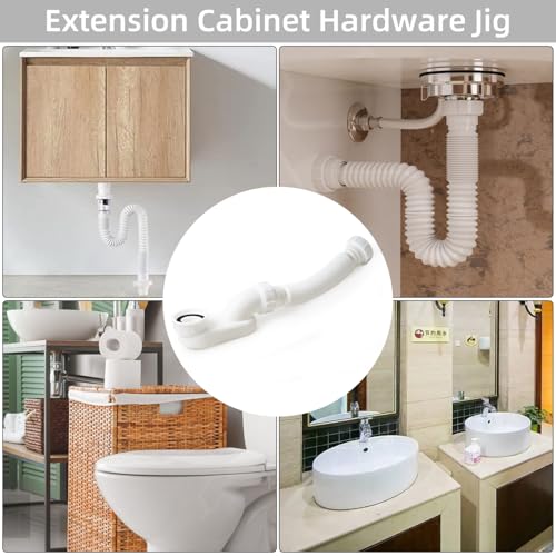 Low Profile 1 1/2" P Trap Flexible Bathtub & Shower Drain Pipe, Flat P Trap Kit for Freestanding Tub, Space Saving Bath Drain Assembly, Easy Install Durable Plumbing Replacement - style: Both ends have threads - white