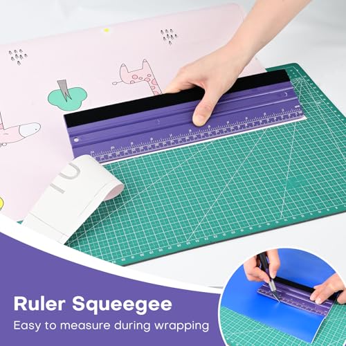 NEWISHTOOL 2 PCS Felt Squeegee for Vinyl, Purple Ruler Scraper, Two-Length