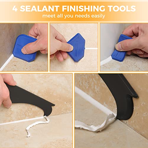 Saker Silicone Caulking Tool 3-in-1 Grout Removal Tool Kit Black Blue - style: Classic with Scraper