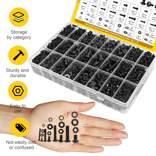 2200PCS M2M3M4M5 Metric Hex Socket Button Head Screws Assortment Kit - size: M2M3M4M5 2200pcs
