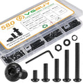 VGBUY 580Pcs M4 Screw Kit, Black M4 Screws Bolts, 6/8/12/16/20/25/30mm Metric Button Head Cap Screw Assortment Kit with Washer Nuts,10.9 Grade - size: M4x6/8/12/16/20/25/30mm, style: Button Head