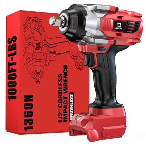 Cerycose Cordless Impact Wrench 1/2 inch Compatible with Milwaukee 18v Battery Brushless High Torque Impact Driver Gun with 1000 Ft-lbs Torque, LED Work Light, Ergonomic Design Heavy-Duty - size: 1/2inch, style: Fit with Milwaukee(1000FT-lbs)