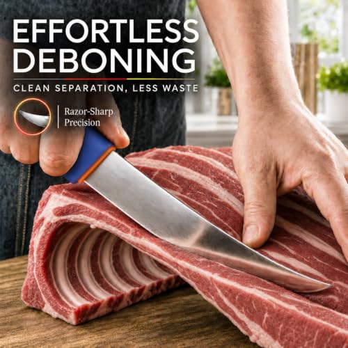 DRAGON RIOT 3-Piece Boning Butcher Knife Set 8inch, Stainless Steel - color: 3-Pcs