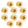 Glarks 10Pcs Brass 1/4'' NPT Male Pipe Plug Fitting Set Internal Hex Thread Socket Pipe Plug Kit - size: 1/4''NPT