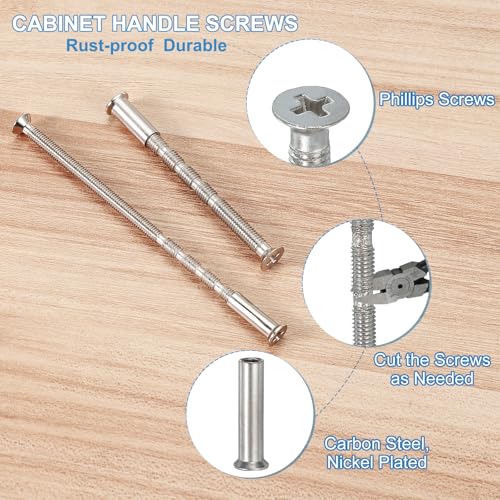 PATIKIL Cabinet Handle Screws M3 x 60mm, 10 Set Break Away Screws Drawer Pull Phillips Drive Flat Countersunk Head Bolts with Sleeve for Door Handle Lever - size: M3 x 60mm