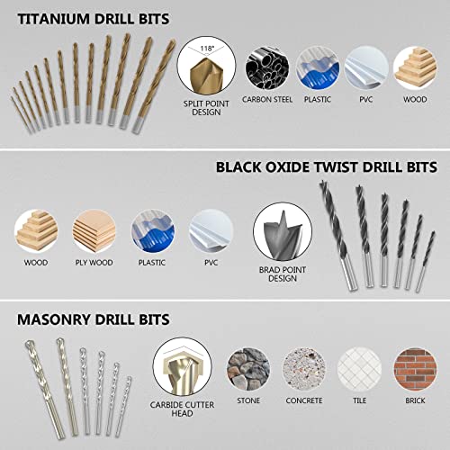 ENERTWIST 109Pcs Drill Bit Set with Ratchet Screwdriver Portable Case - style: 109PCS