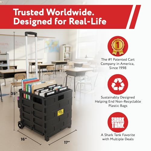 dbest Products Quik Cart Pro Collapsible Rolling Crate on Wheels - Black - color: Black, style: Pro