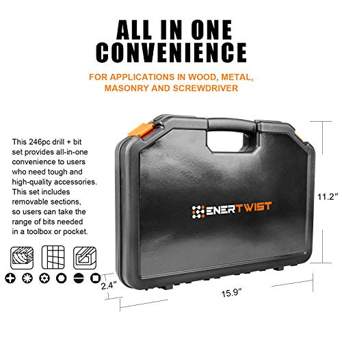 ENERTWIST Drill Bit Set, 246PCS Drill Bits, Driver Set with Portable Case - style: 246PCS