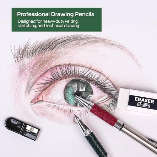 Nicpro 2.0 mm Mechanical Pencils Set, 4PCS Metal Mechanical Drawing Pencil