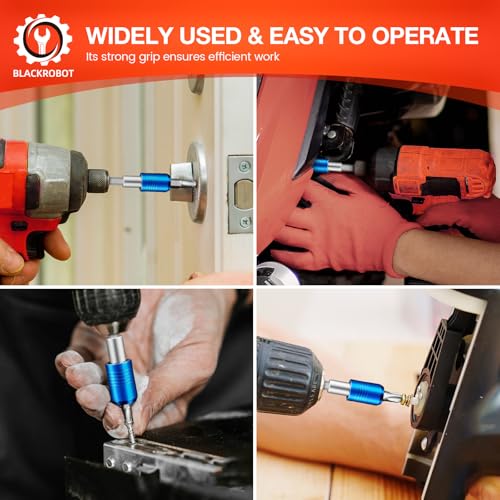 BLACKROBOT 2-Piece Magnetic Quick Change Impact Bit Holder, 2.5-Inch Drill Bit Extension for 1/4" Hex Drives, Ideal for Screwdriver Bits, Nuts, Drills and Socket Driver Adapters - size: 2.5 inch