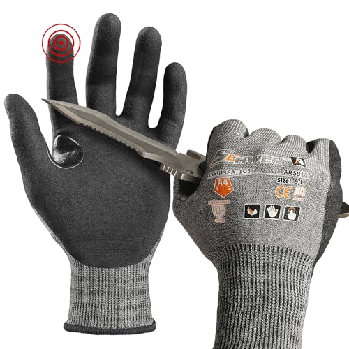 Schwer A4 AIR-SKIN Cut Resistant Work Gloves, Ultra Lightweight, AR5918, L - color: Gray, size: Large