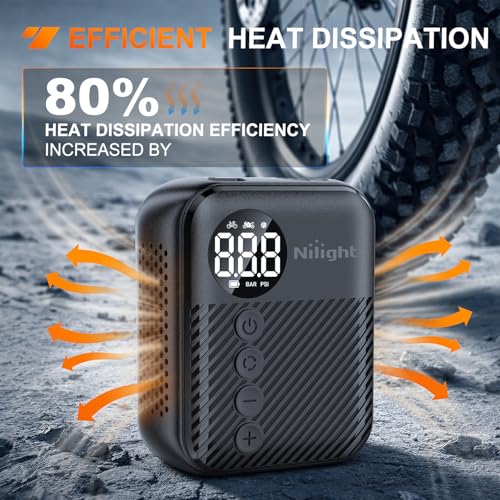 Nilight Mini Bike Pump with Gauge 150PSI Presta & Schrader Valve - color: Mini Bike Pump