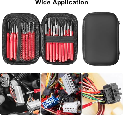 Terminal Removal Tool Kit 36 Pcs Depinning Tool Electrical Connector Pin Removal Tool Kit Pin Extractor Tool Set Wire Terminal Release Tool for Automotive Car Household Devices - Red - color: 36 PCS - Red Round Handle