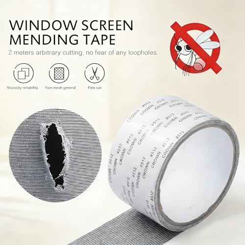 Fiberglass Screen Repair Tape, Strong Adhesive Waterproof Window Screen Repair Kit, Mesh Repair Patch for Screens, Doors, Tents & RVs