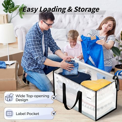 16 Pack Extra Large Clothes Storage Bins with Lids, Moving Bags, Clear - color: Clear, size: 16 Pack