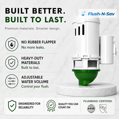 2 - Inch Flapper & Chain Eliminator Quick Connect Valve Conversion Kit & Overflow Water Conservator With Handle - Easy Install Without Tools - size: 2 - Inch, style: Standard Handle