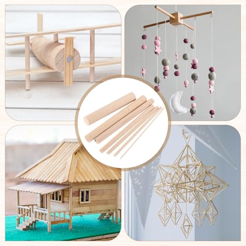 MECCANIXITY Wooden Dowel Rods,(8mm) 1/4 x 8 Inch Round Wooden Rod Unfinished Solid Wood Sticks Crafts Wand for Arts Decoration, Craft and DIY Projects Wand,Pack of 10 - size: (8mm)1/4 x 8 Inch