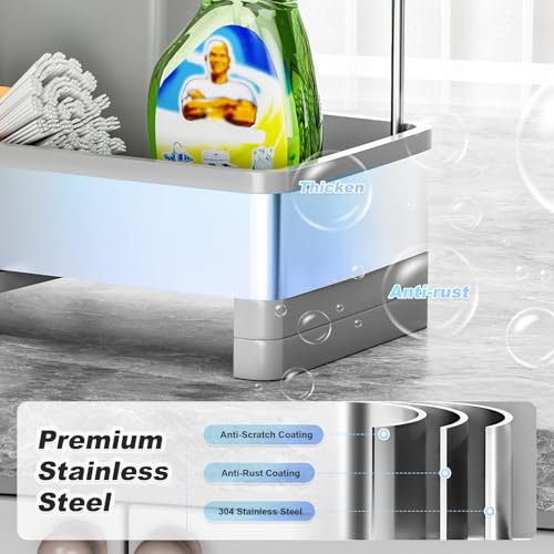 Ewaiira Sponge Holder for Kitchen Sink, Stainless Steel Sink Caddy - color: F-gray