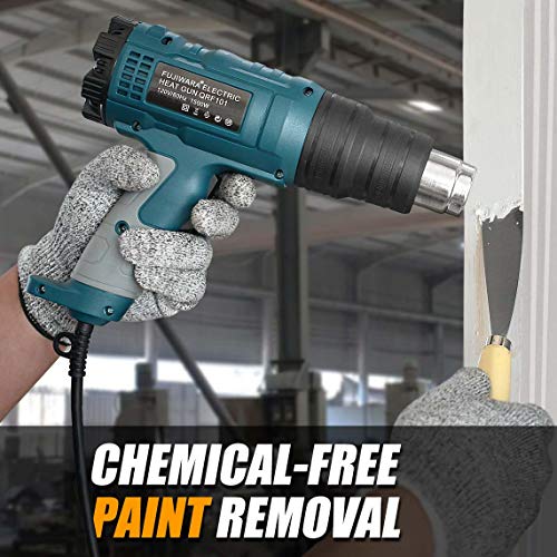 Heat Gun Kit 1500W with Variable Temperature 5 Nozzles, Adjustable Hot Air Gun 122℉-1022℉,Fast Heating for DIY Shrink PVC Tubing/Wrapping/Crafts, Stripping Paint(1500W Rear Cover Temp Adjust) - color: 1500w Rear Cover Temp (No Digital, With Dial)