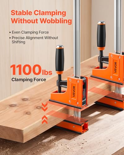 VEVOR Bar Clamps for Woodworking, 4-Pack, 24" and 31" F Clamps, 1100 lbs Load Limit, Clamp/Spreader 2 Modes, Soft Rubber Pads, Ergonomic Handle, Carbon Steel Bar, for Wood Working and Metal Working - size: 31"& 24" (4 Pack), style: Heavy-Duty