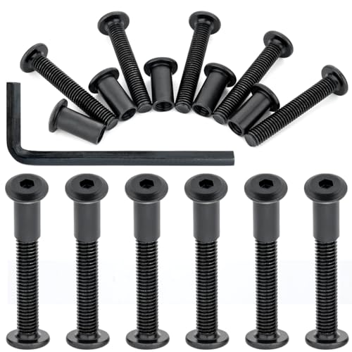 25 Pcs M8x50mm Black Furniture Bolt Cabinet Connector Screws for Furniture - size: M8x50mm