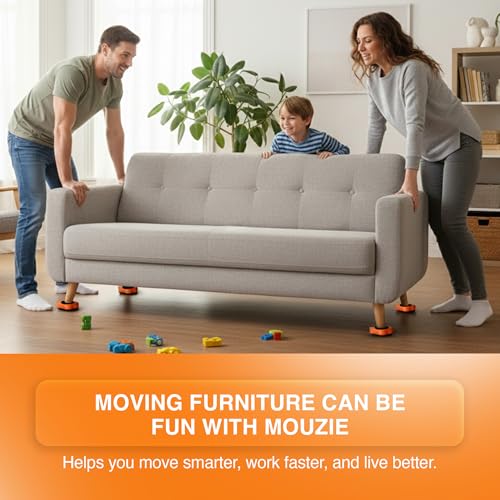 Heavy Duty Furniture Lifter & Moving Kit – Lift & Glide Couches, Beds, Appliances with Ease – 4 Roller Sliders (660 lbs Each), Adjustable Height Lifter, Carpet Adapters for All Floors