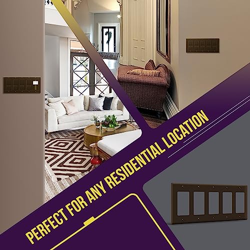 ENERLITES 5-Gang Brown Decorator Light Switch Outlet Wall Plate Cover - color: Brown, size: Standard Size